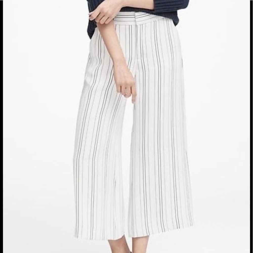 Banana Republic Womens Pinstriped Cropped Wide Leg  Pants